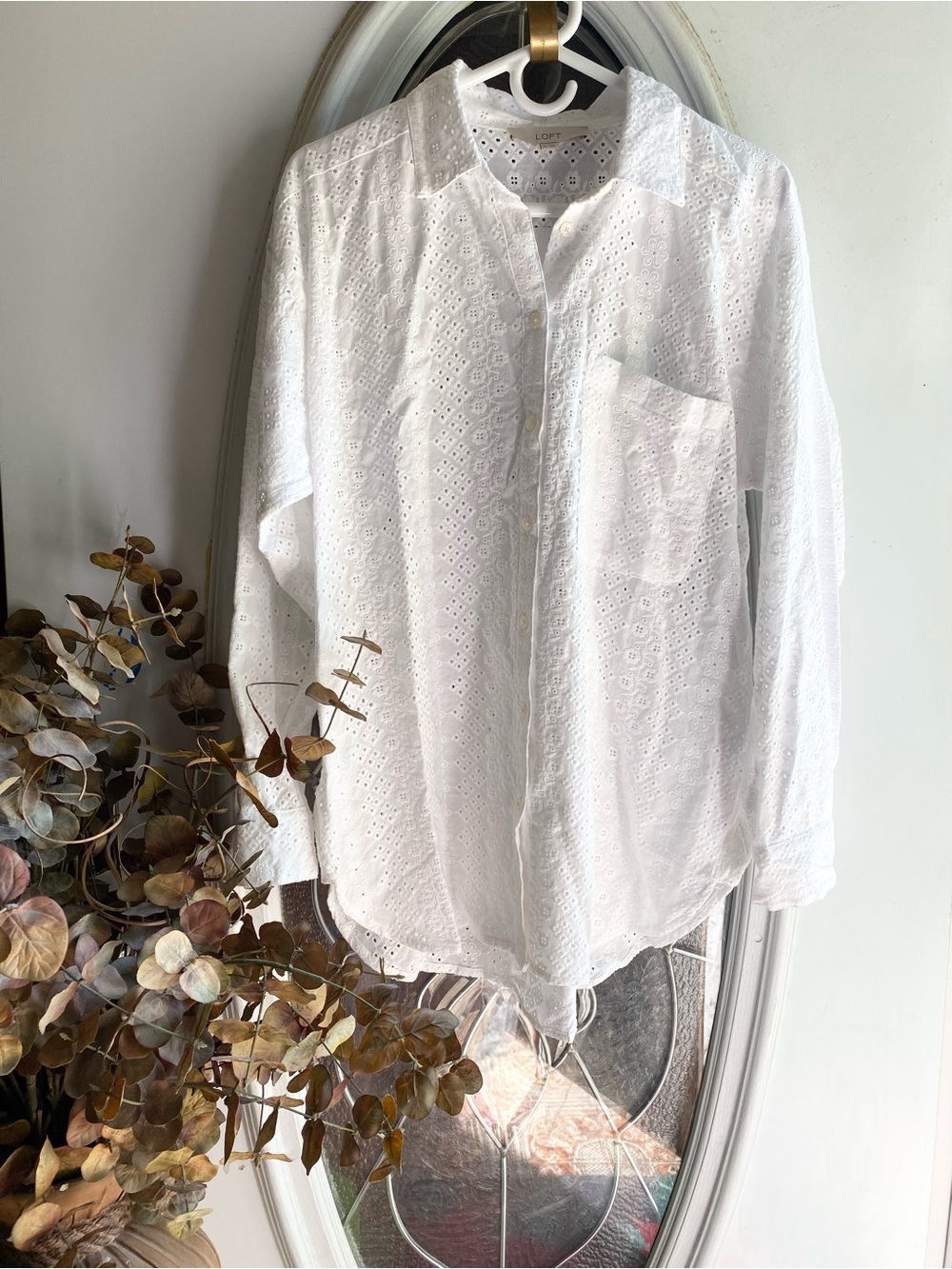 🆕 NWT LOFT Eyelet Button-Down - Oversized Fit - Sz M